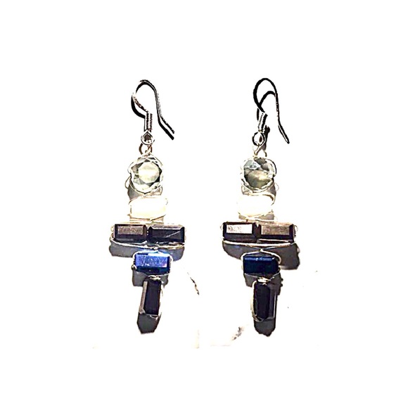 Stacked Glass Gem Ladder Drop Earrings - Picture 5 of 7